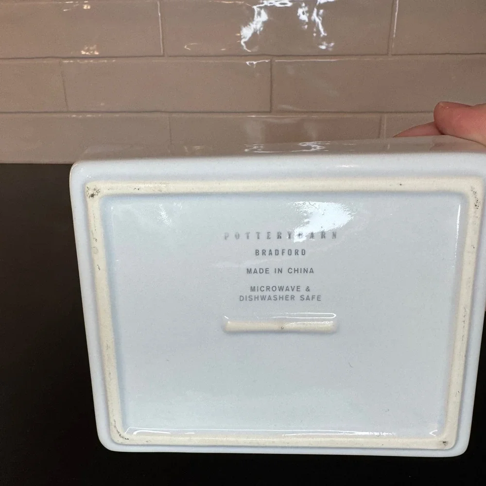Pottery Barn Bradford Rectangular Tray Home Decor 6x5‎ White Ceramic Minimalist